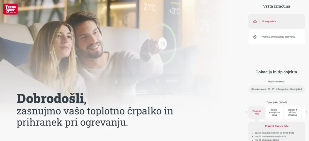 Konfigurator toplotne črpalke TermoPlus za enostaven izračun ogrevanja